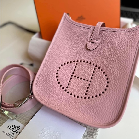 Hermes Handbags - Authentic Mini Evelyne Sakura Palladium hardware original receipt
